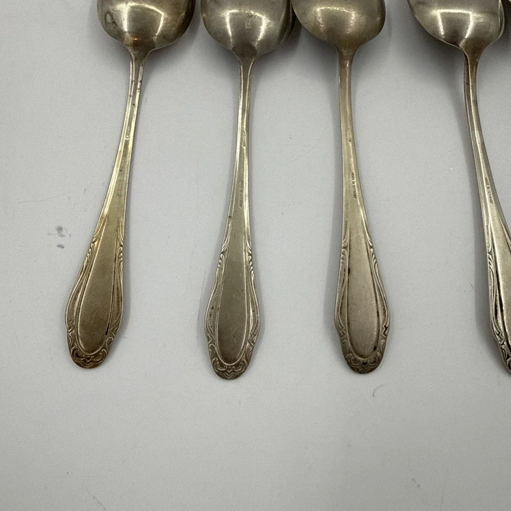 Silvia Made In Germany Vintage Silver Plated Spoons Rococo Style Set Of 5